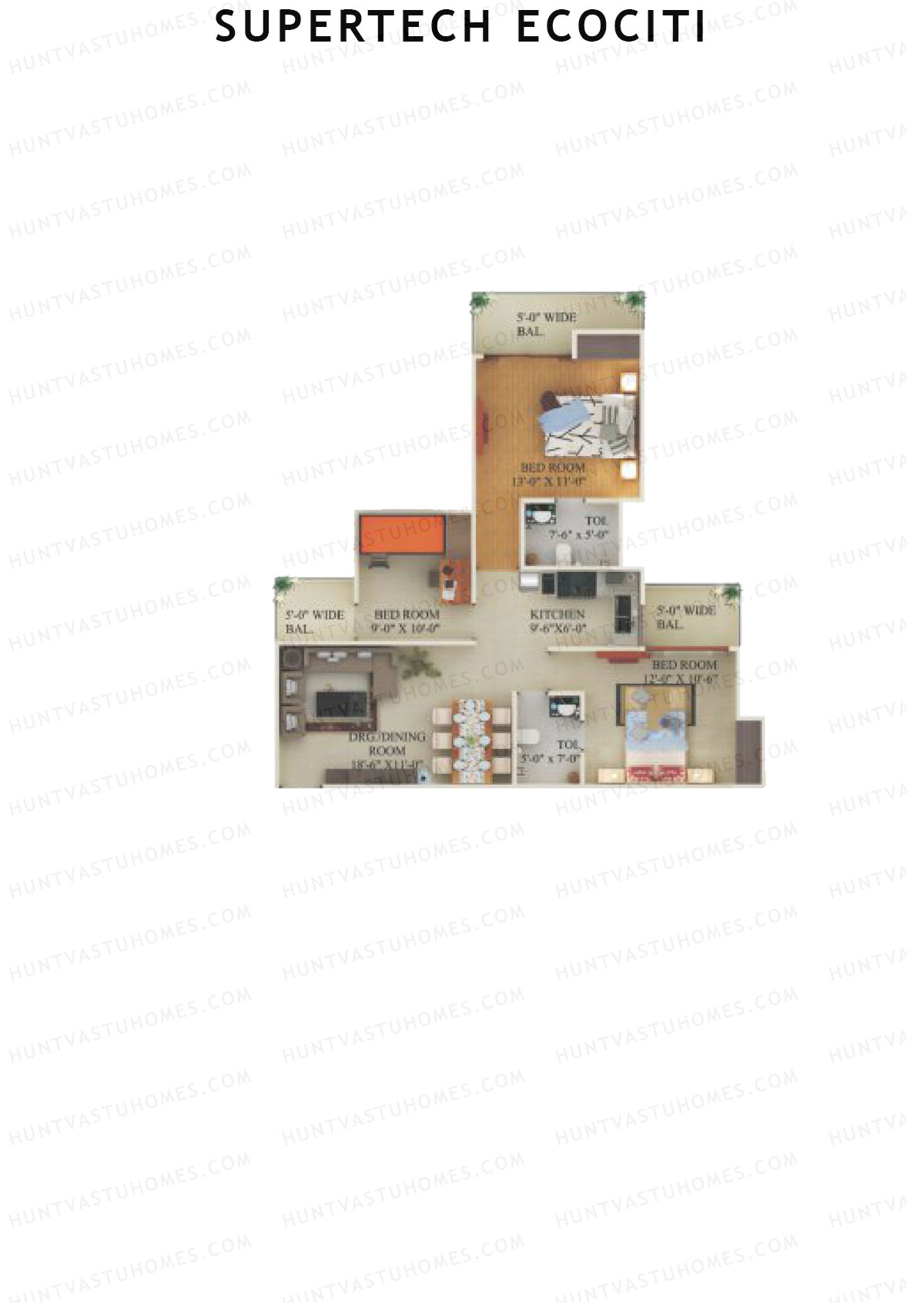 Supertech Ecociti Tower B Unit 2 Floor Plan