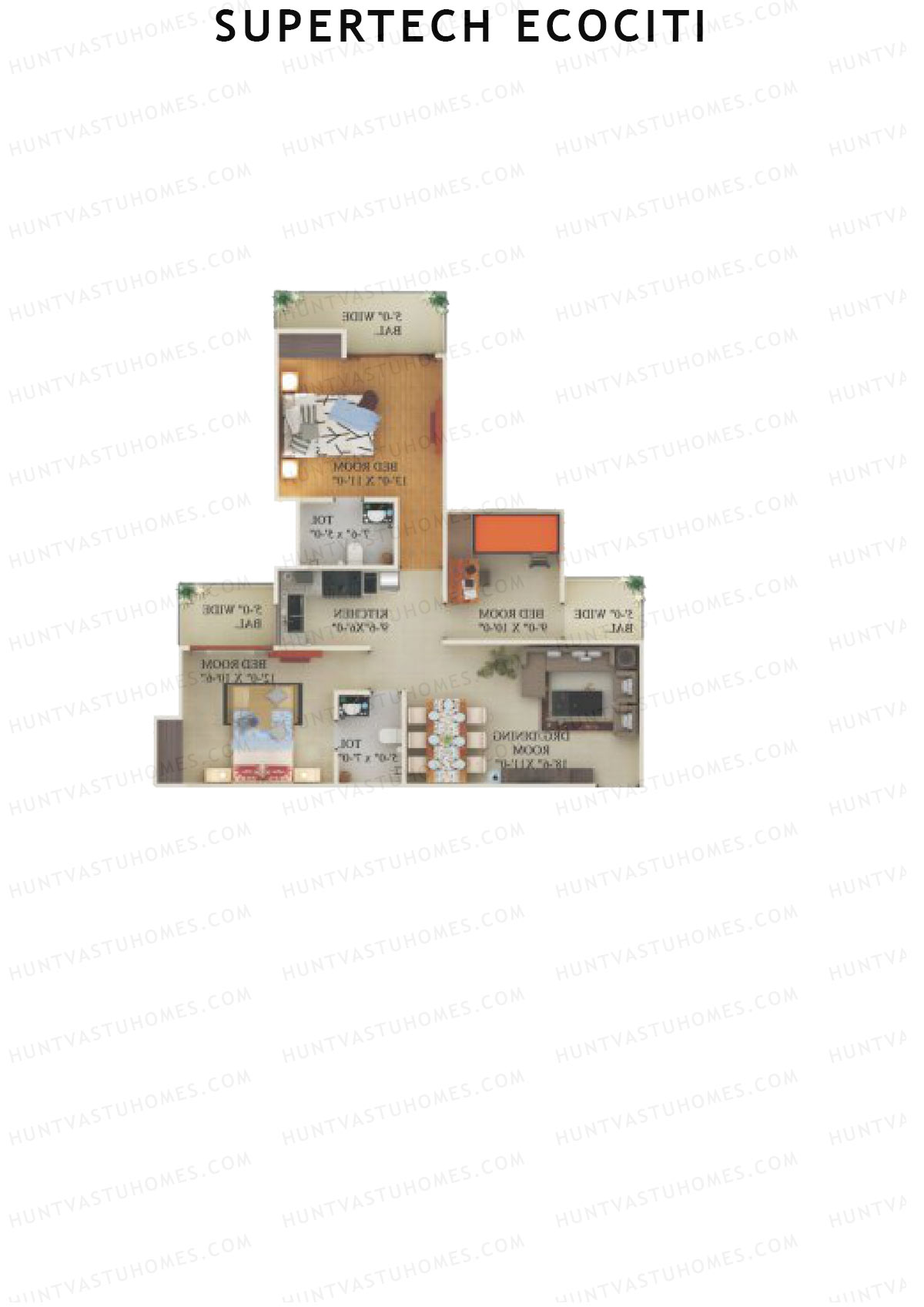 Supertech Ecociti Tower B Unit 3 Floor Plan