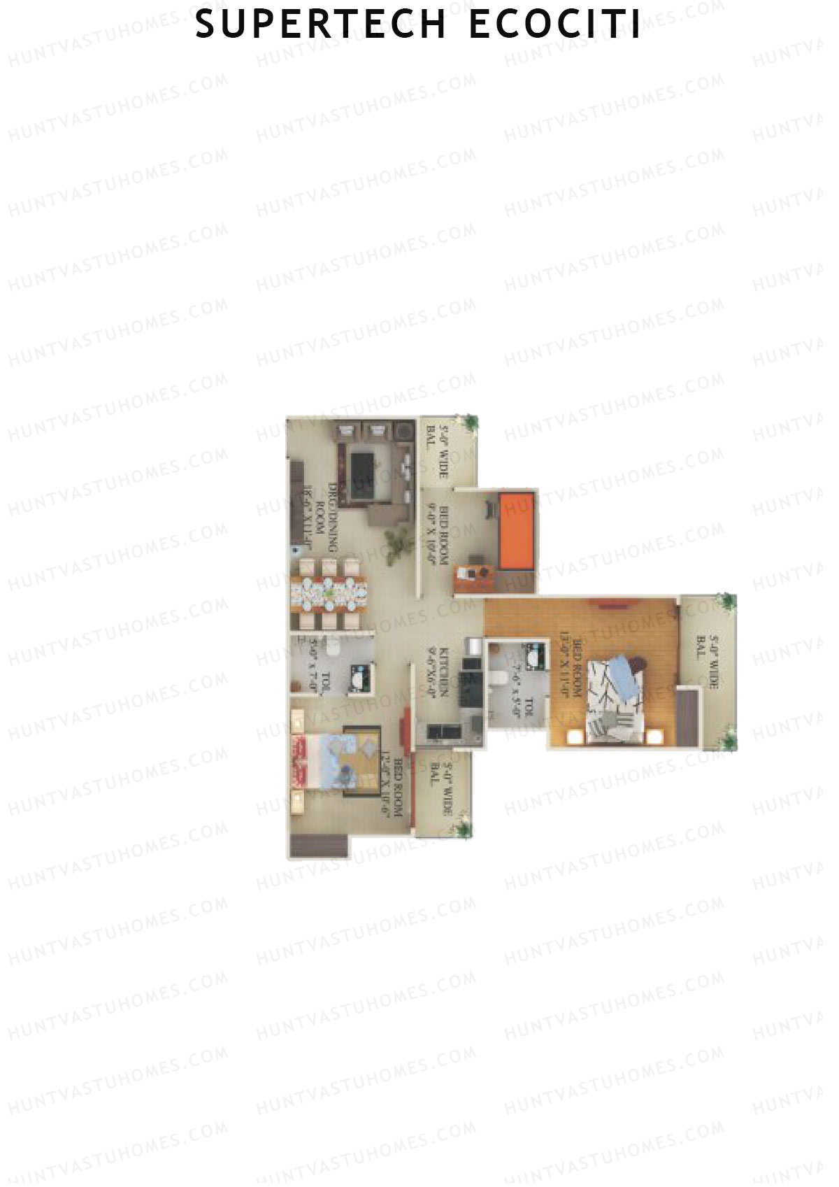 Supertech Ecociti Tower G Unit 3 Floor Plan