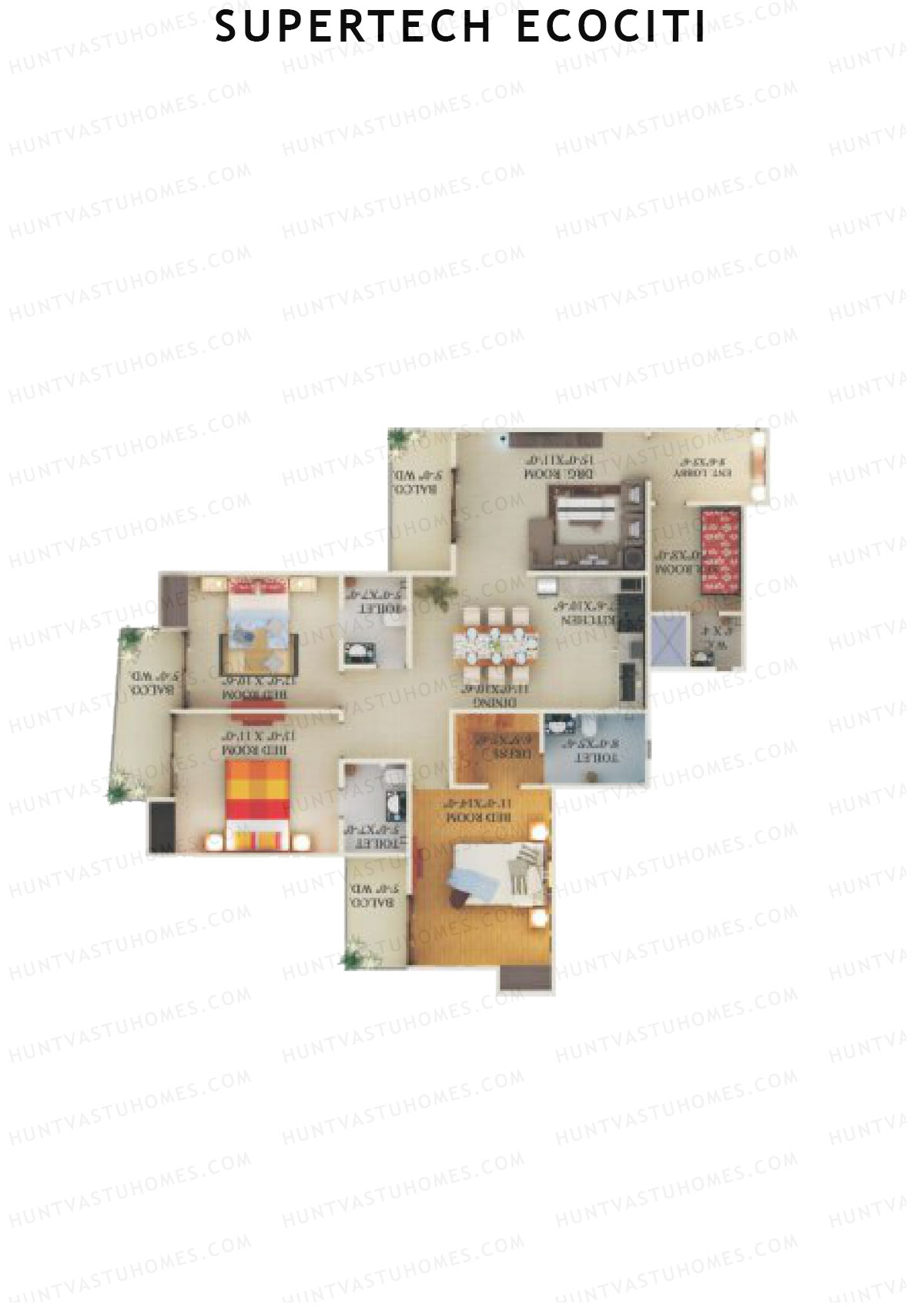 Supertech Ecociti Tower J Unit 3 Floor Plan
