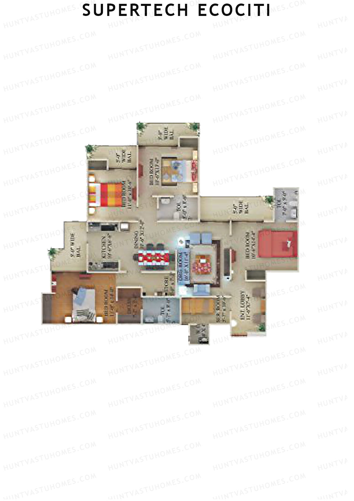 Supertech Ecociti Tower K Unit 3 Floor Plan