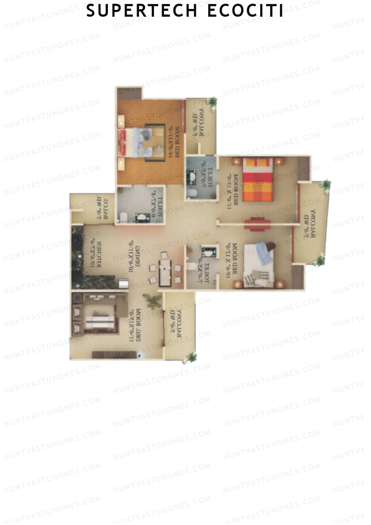 Supertech Ecociti Tower N Unit 1 Floor Plan