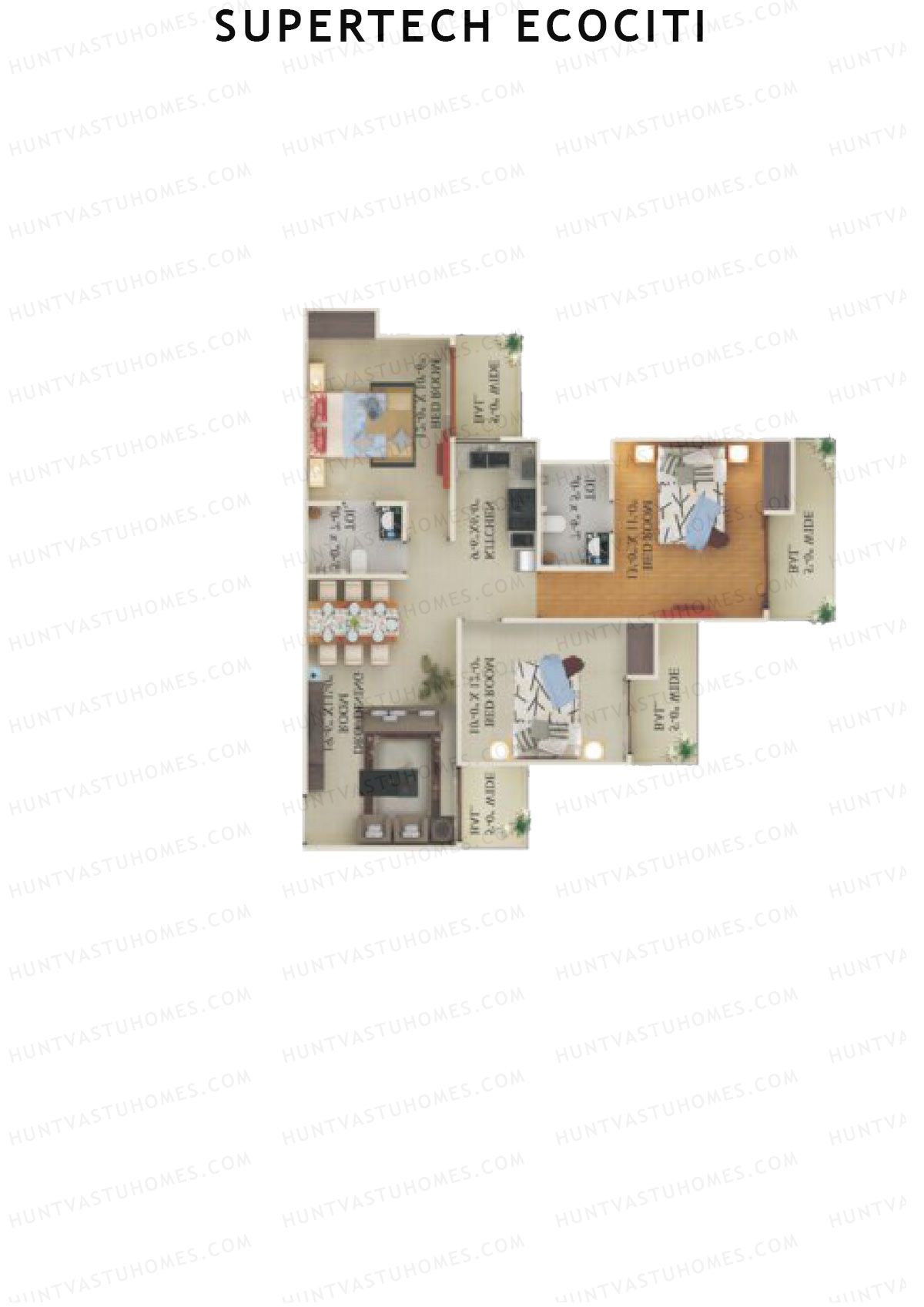 Supertech Ecociti Tower P Unit 1 Floor Plan