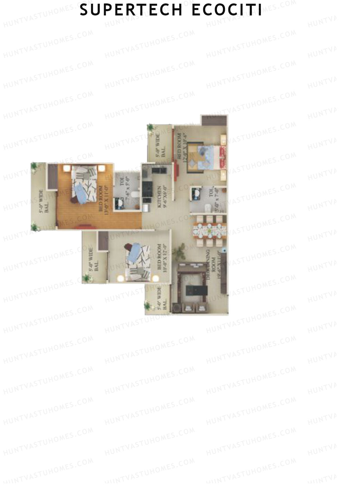 Supertech Ecociti Tower P Unit 2 Floor Plan