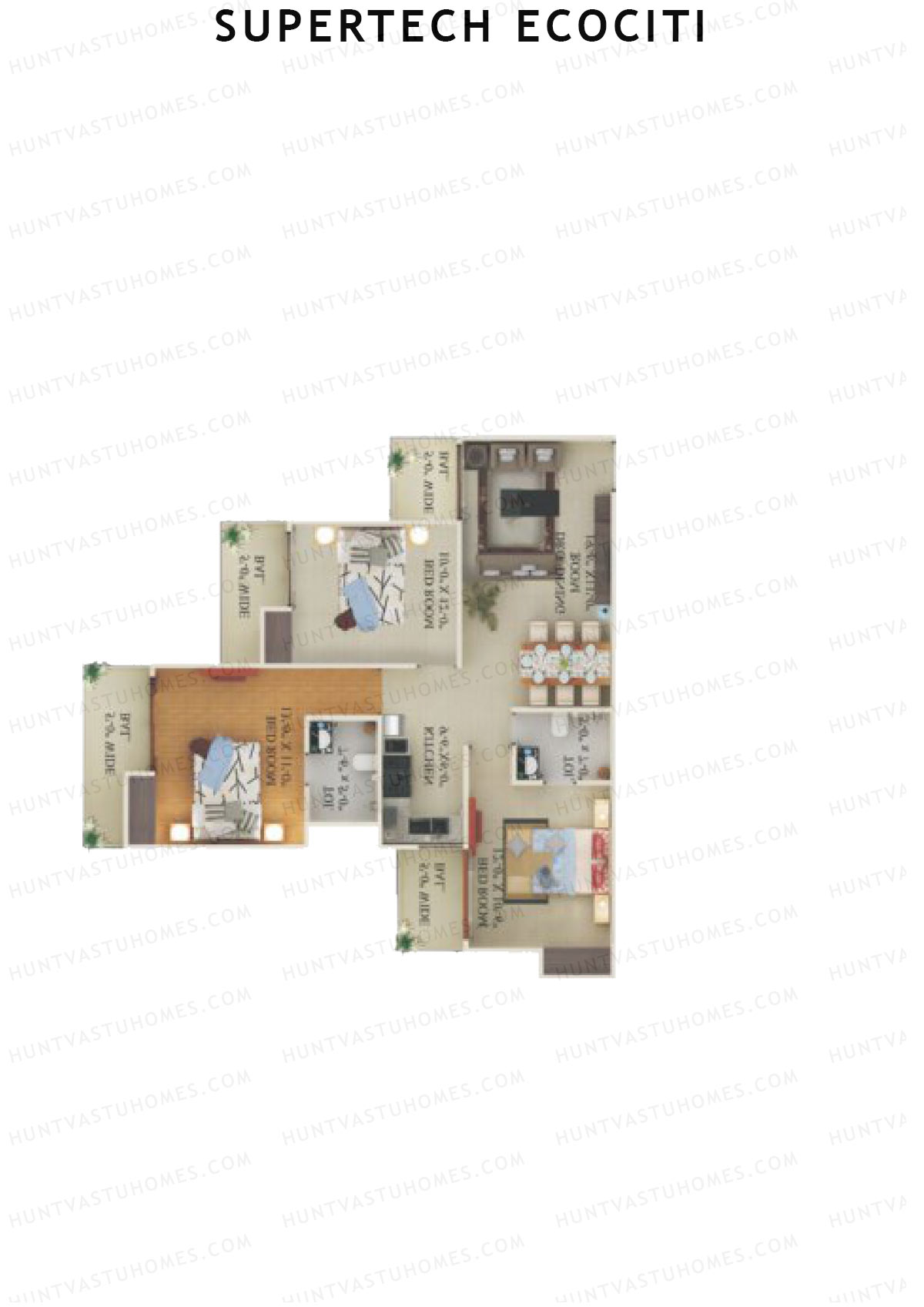 Supertech Ecociti Tower P Unit 3 Floor Plan