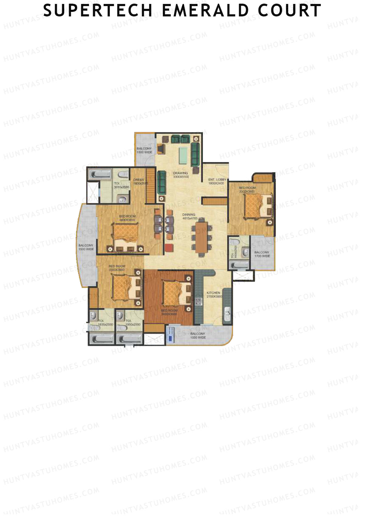 Supertech Emerald Court Aspire 1 Unit 2 Floor Plan