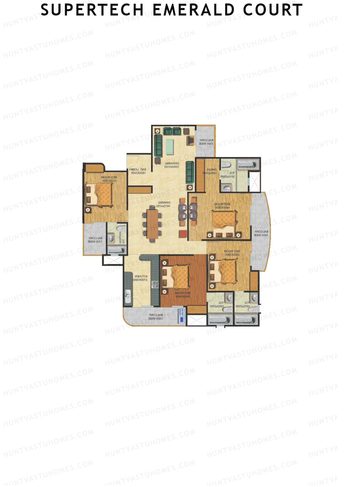 Supertech Emerald Court Aspire 1 Unit 3 Floor Plan