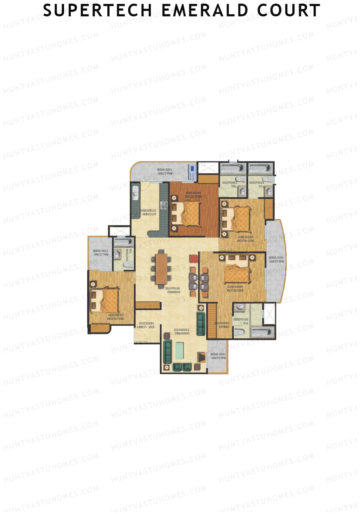 Supertech Emerald Court Aspire 1 Unit 4 Floor Plan