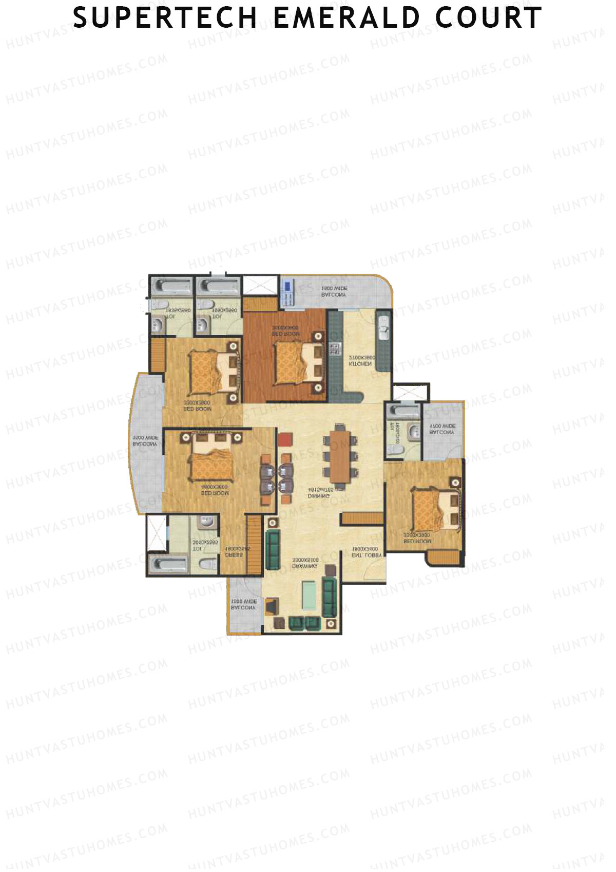 Supertech Emerald Court Aspire 3 Unit 1 Floor Plan