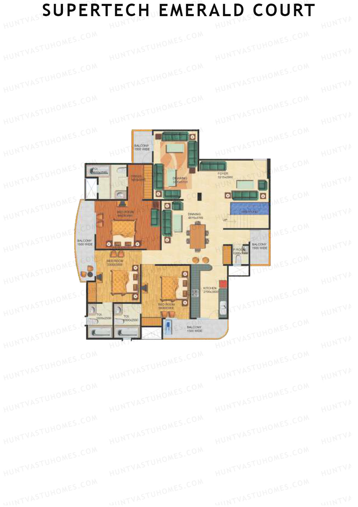 Supertech Emerald Court Aspire 3 Unit 2 Type (Penthouse) Floor Plan