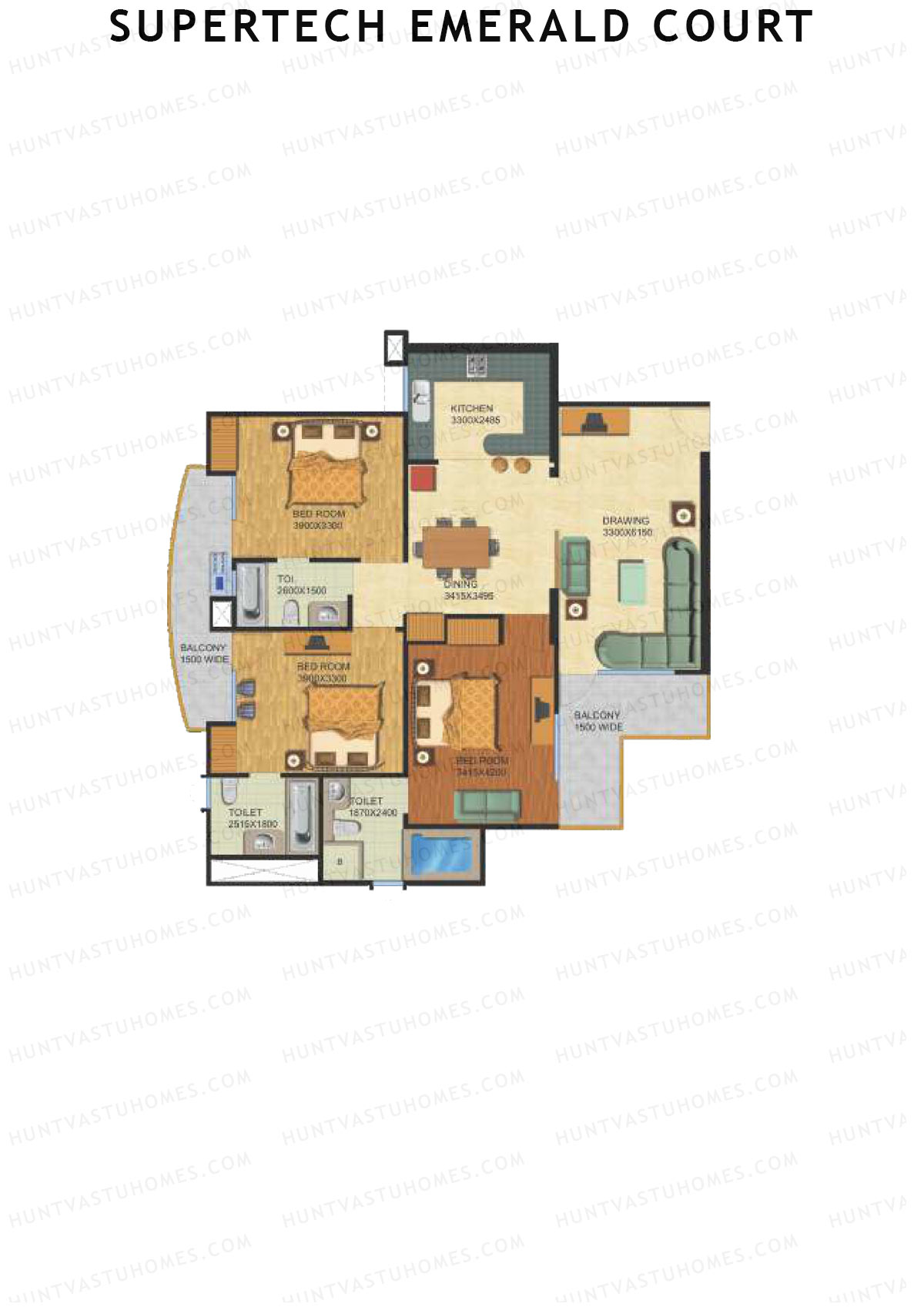 Supertech Emerald Court Aster 1 Unit 2 Floor Plan