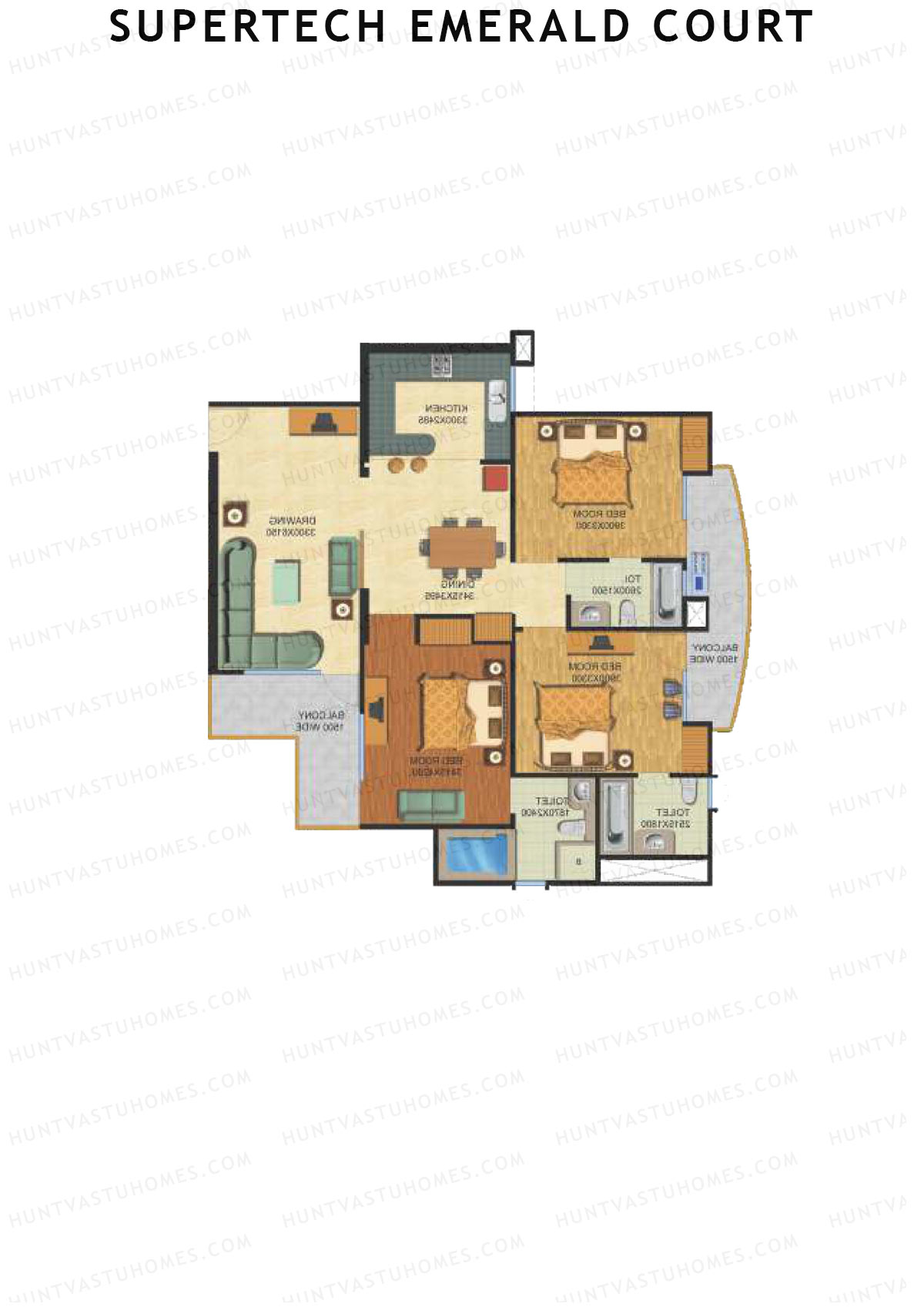 Supertech Emerald Court Aster 2 Unit 3 Floor Plan