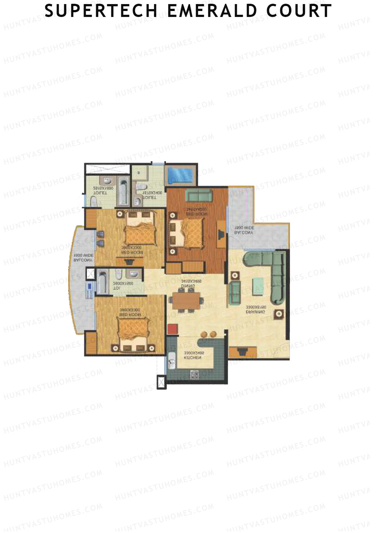Supertech Emerald Court Aster 3 Unit 1 Floor Plan