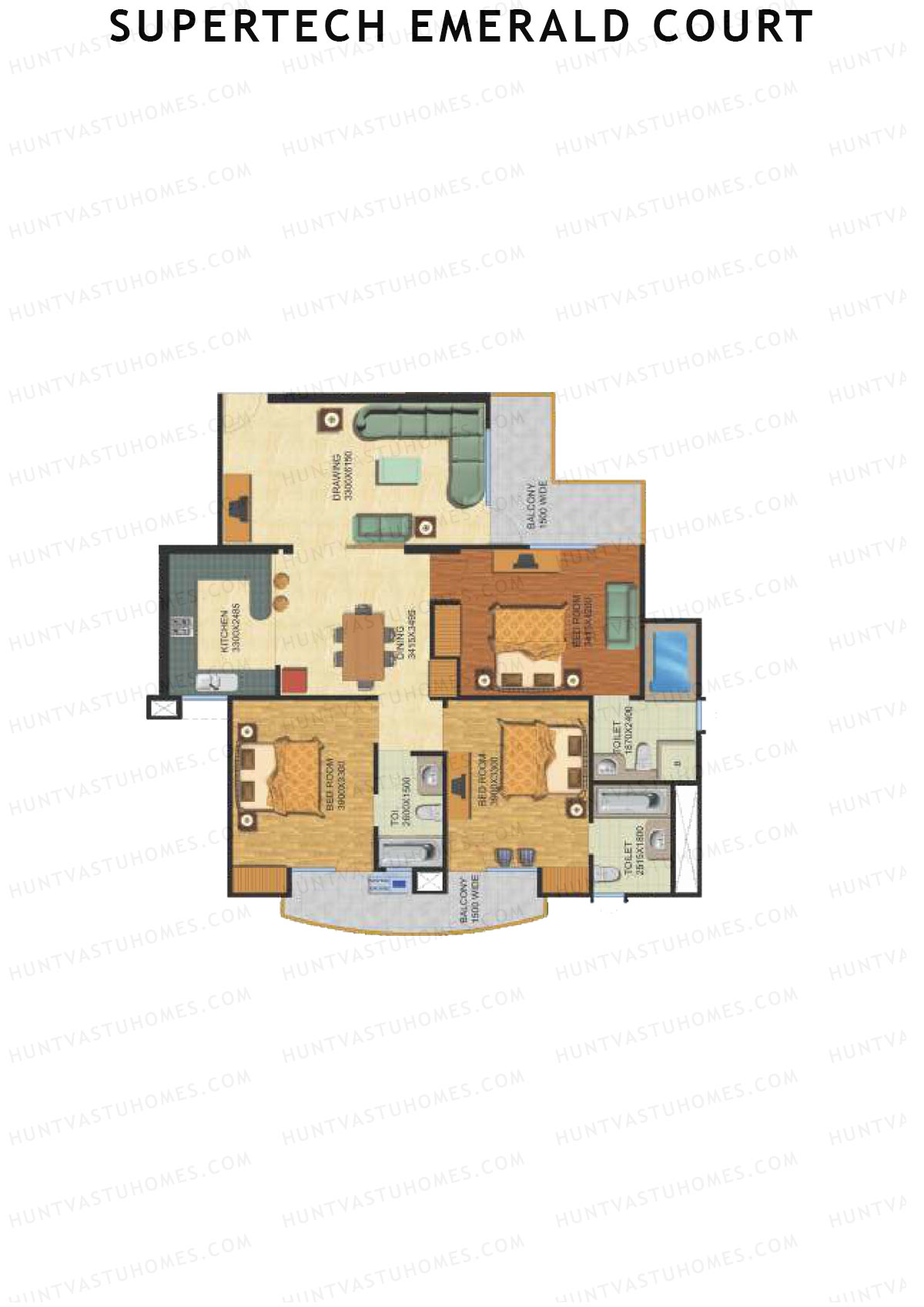 Supertech Emerald Court Bluestone 1 Unit 1 Floor Plan