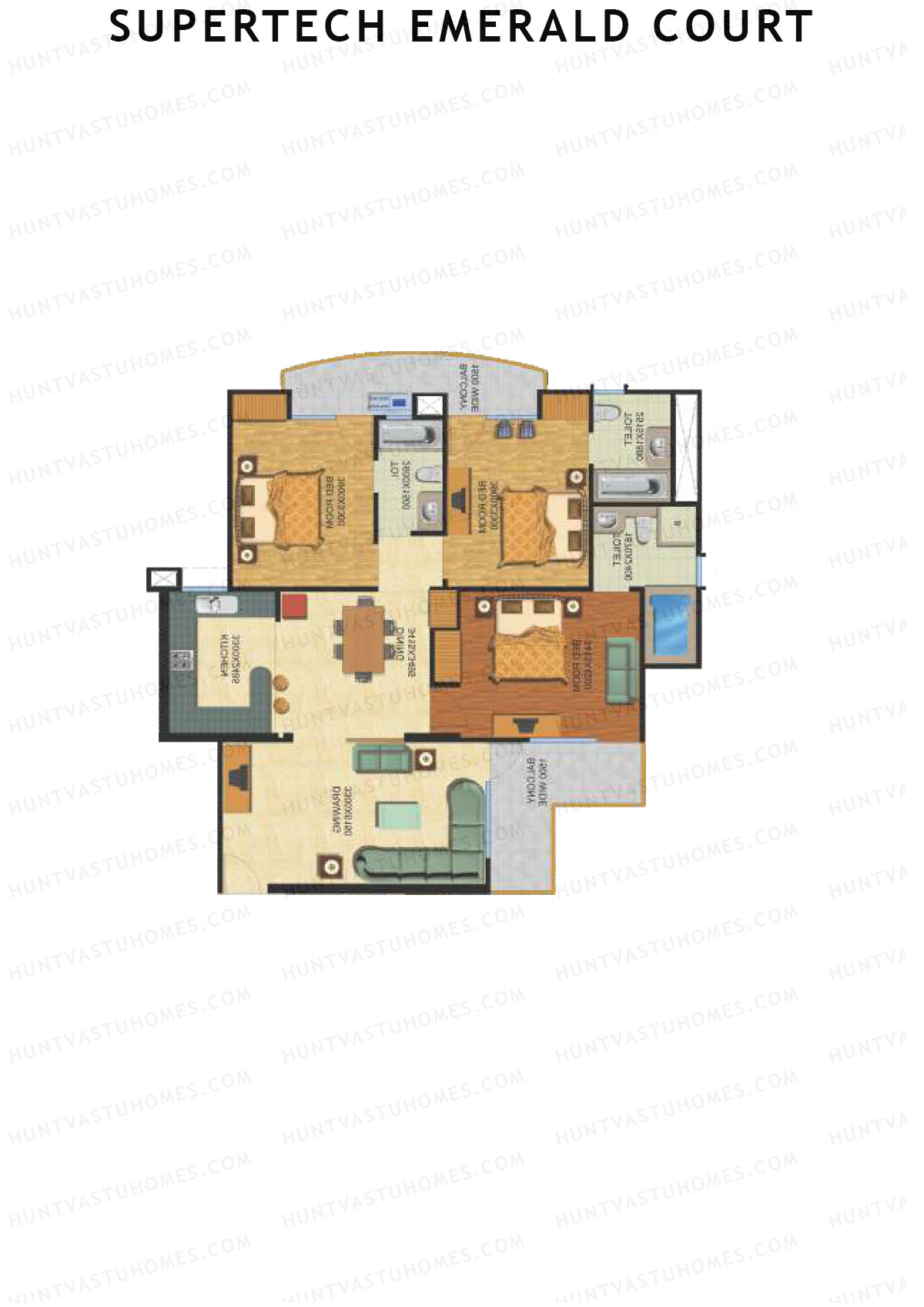 Supertech Emerald Court Bluestone 1 Unit 4 Floor Plan