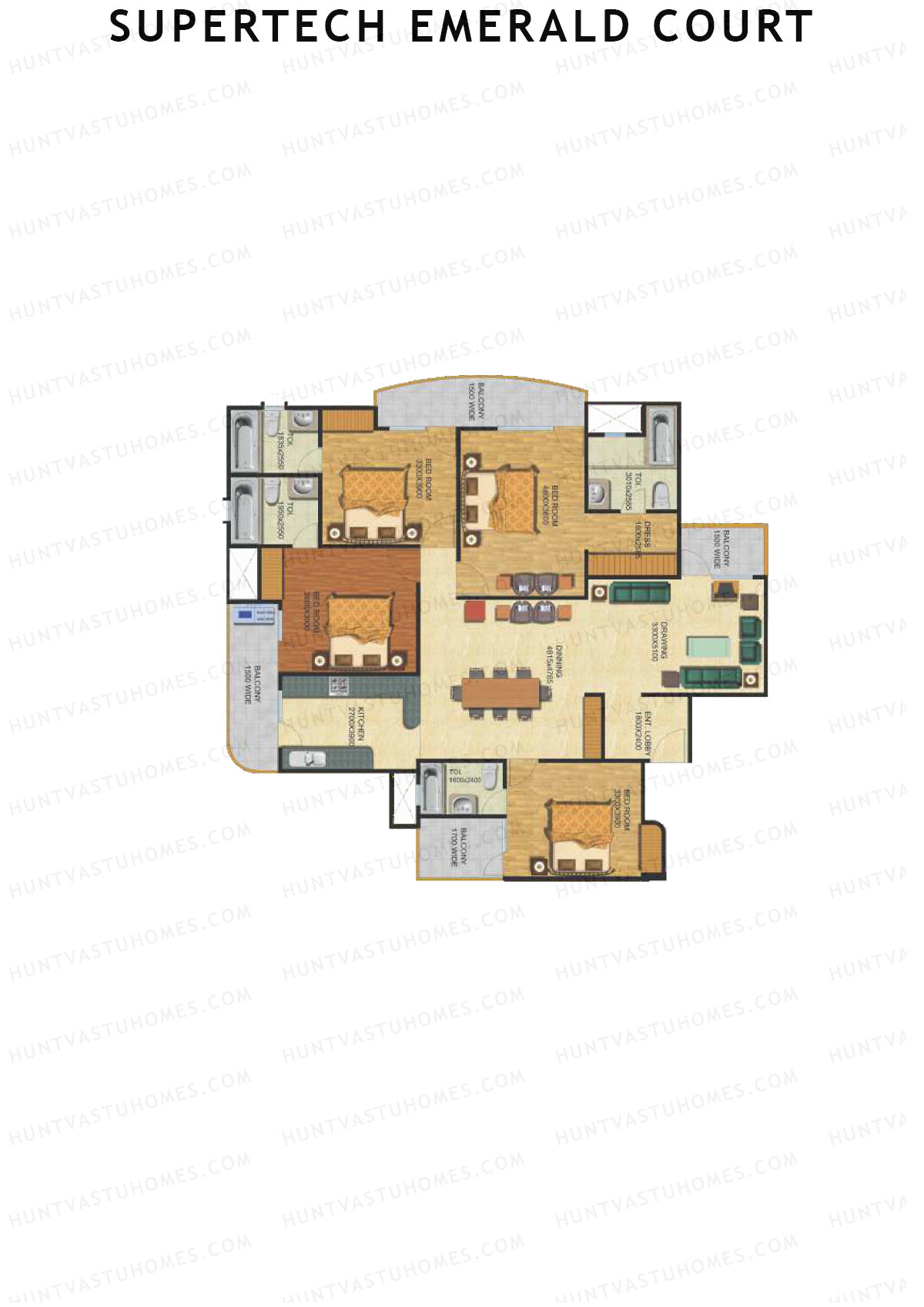 Supertech Emerald Court Bluestone 2 Unit 1 Floor Plan
