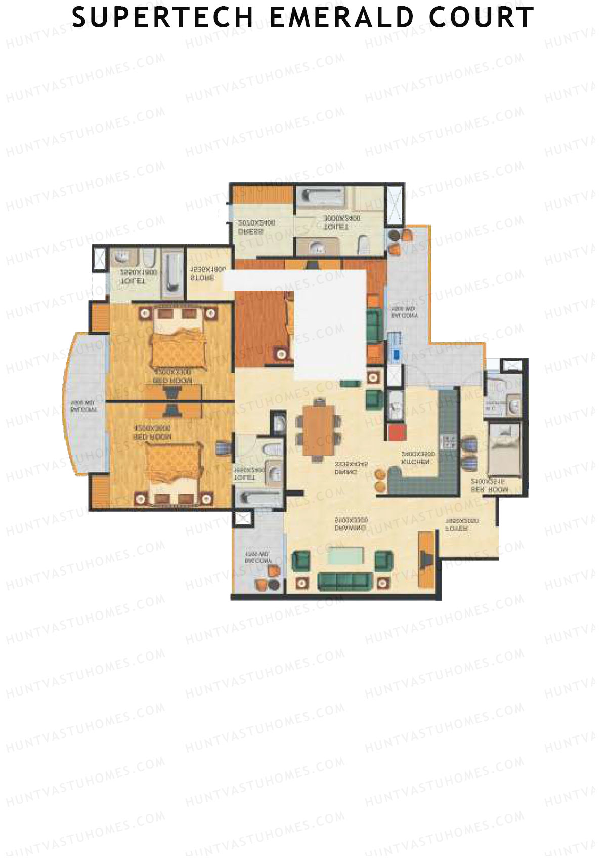 Supertech Emerald Court Emperor 1 Unit 2 (Type A) Floor Plan