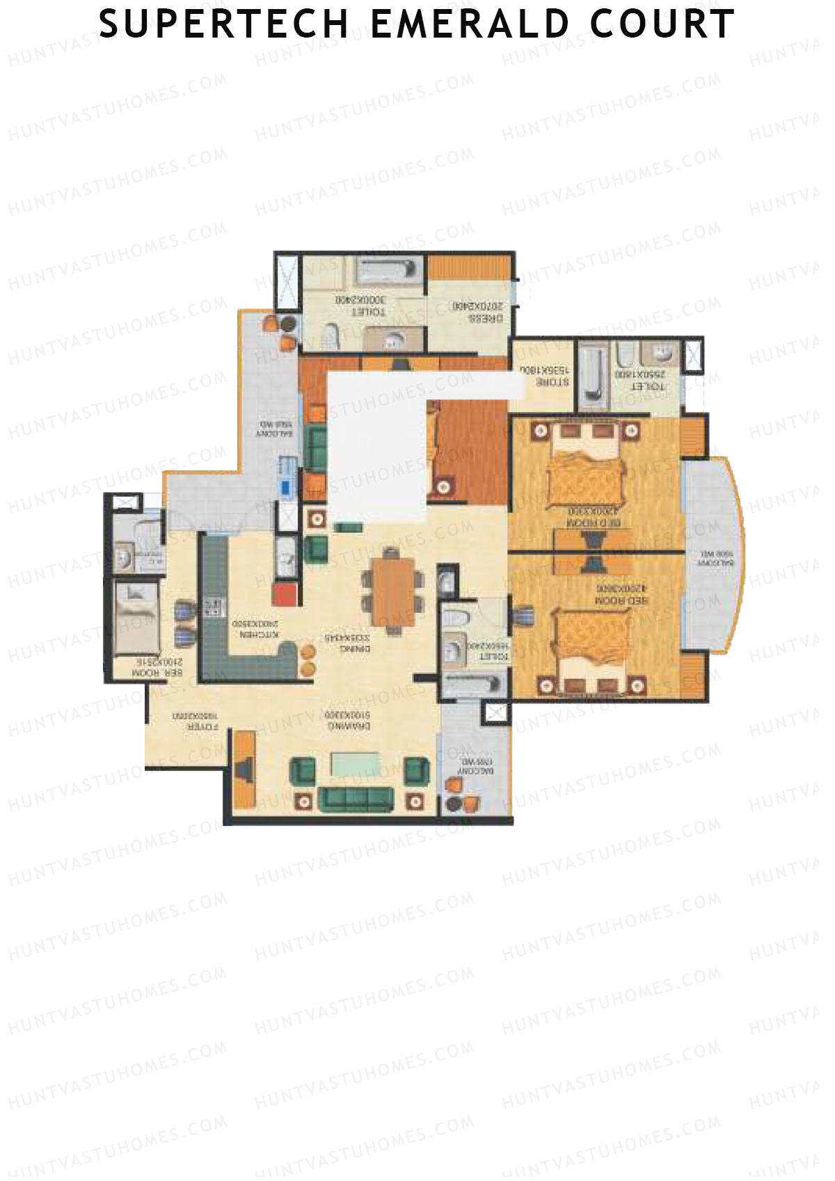 Supertech Emerald Court Emperor 1 Unit 3 (Type A) Floor Plan
