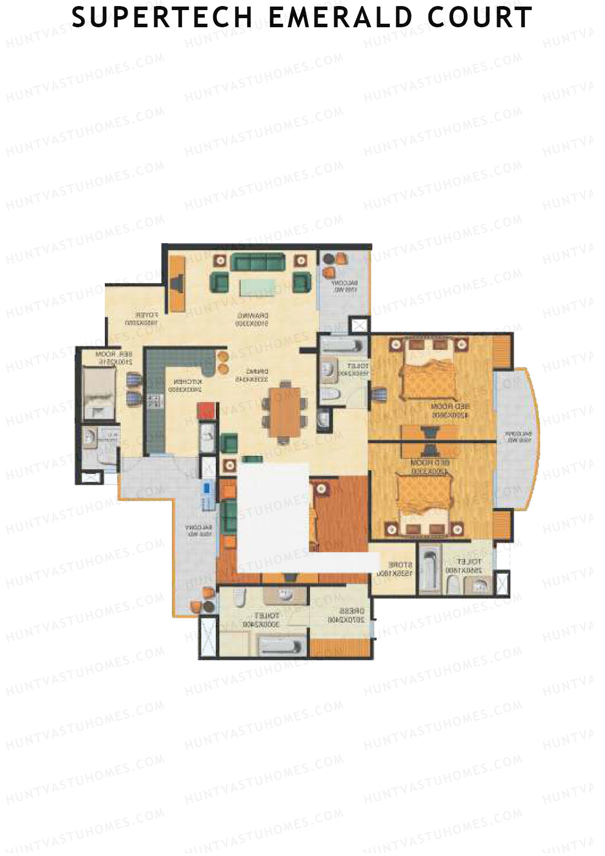 Supertech Emerald Court Emperor 1 Unit 4 (Type A) Floor Plan