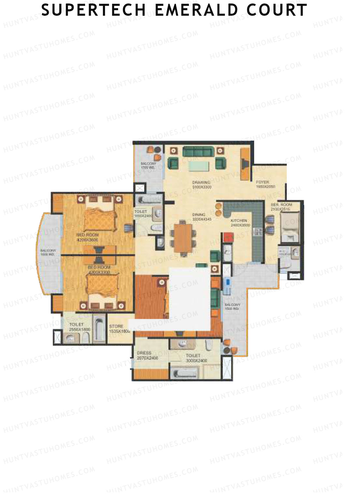 Supertech Emerald Court Emperor 2 Unit 1 (Type A) Floor Plan