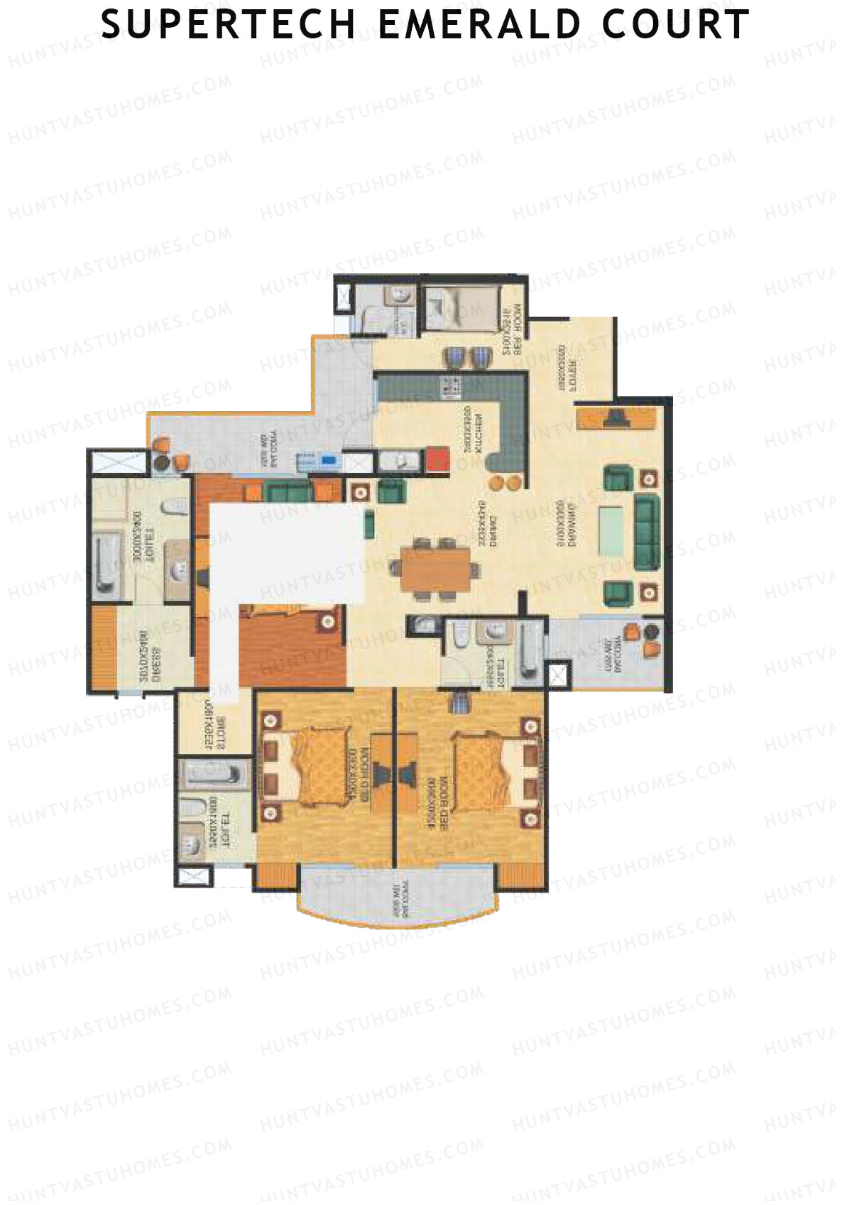 Supertech Emerald Court Emperor 3 Unit 1 (Type A) Floor Plan