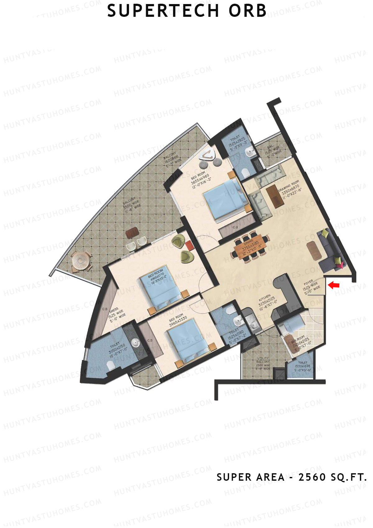 Supertech Orb Tower O Unit 1 Floor Plan