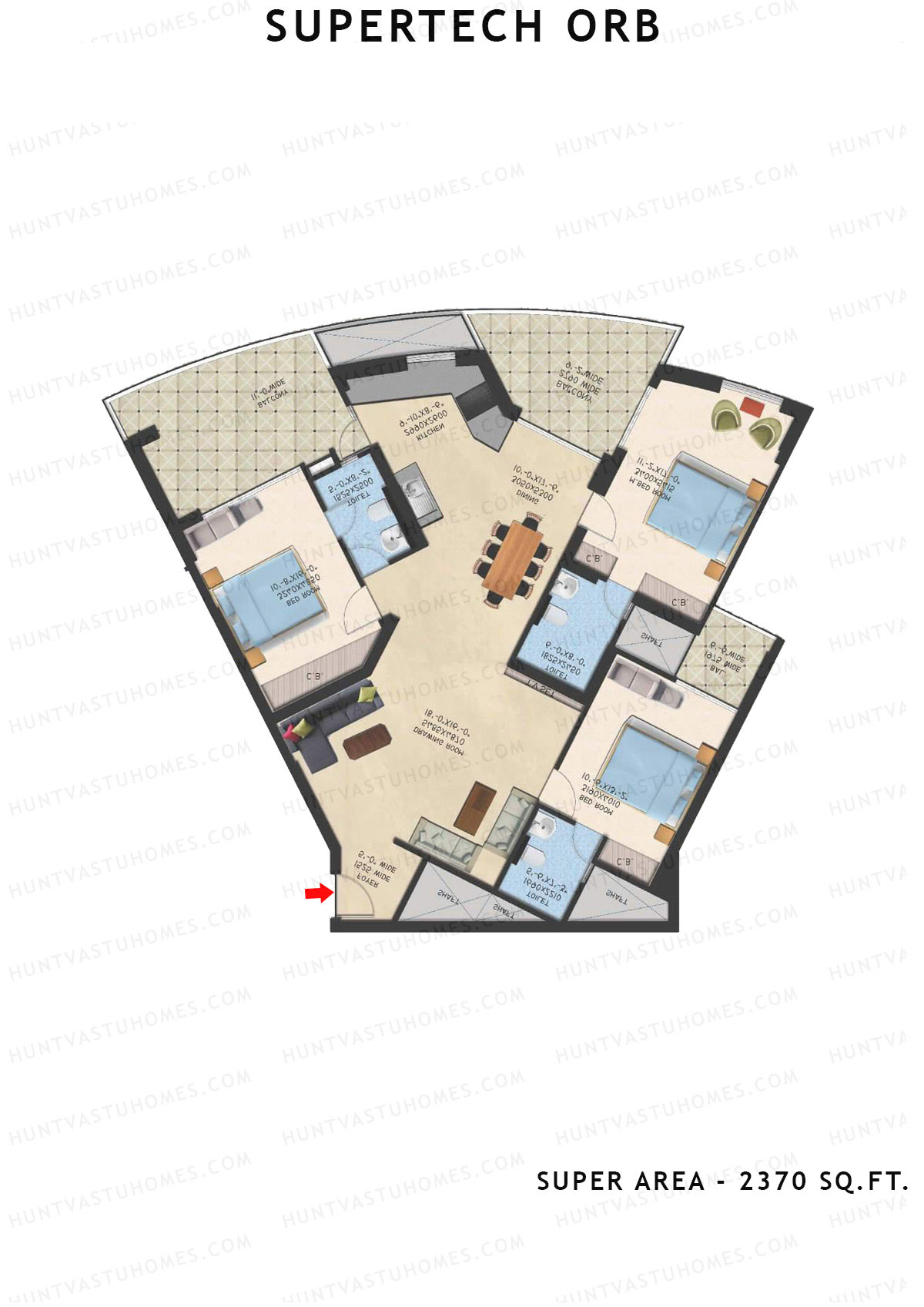Supertech Orb Tower O Unit 2 Floor Plan