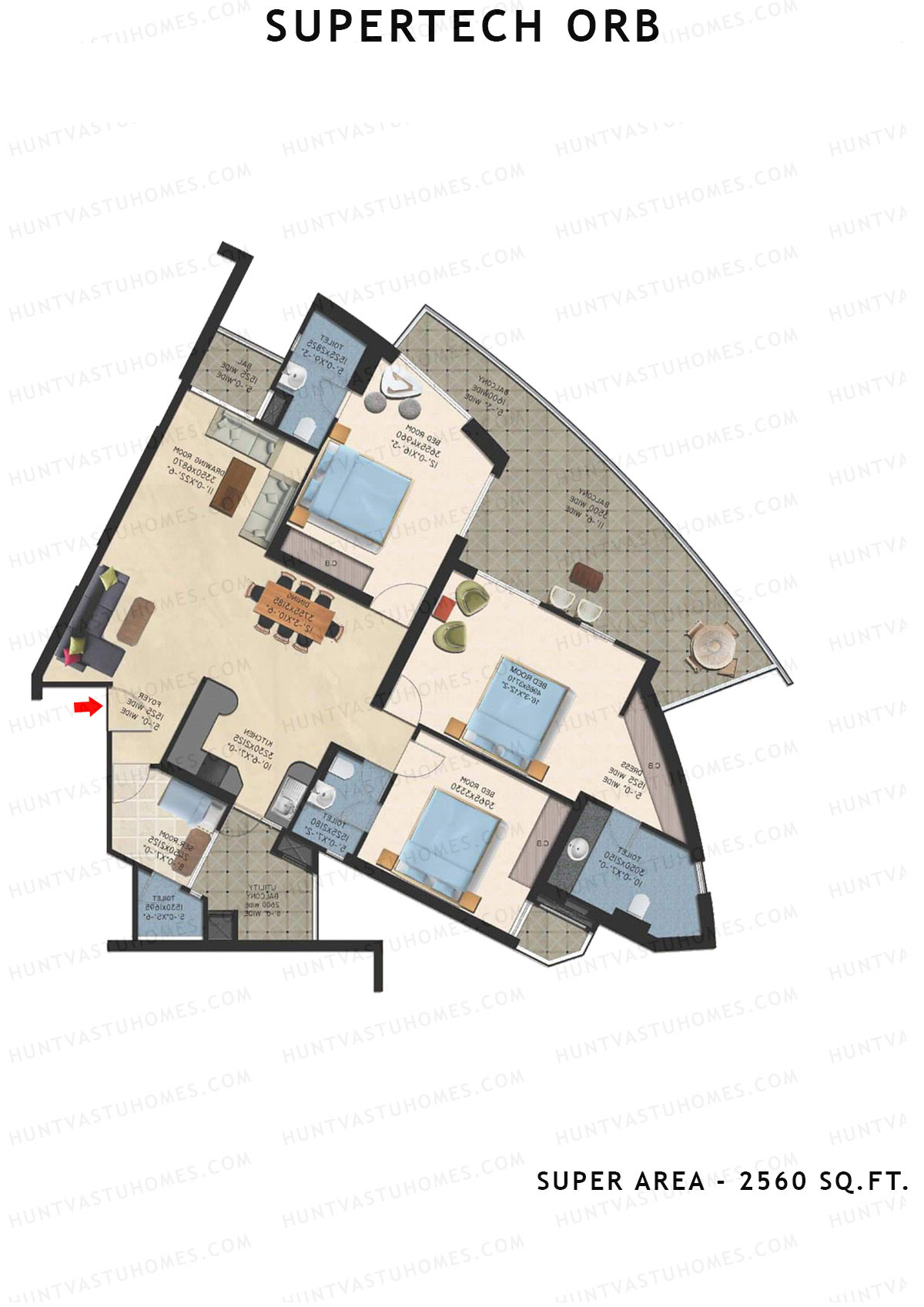 Supertech Orb Tower O Unit 3 Floor Plan