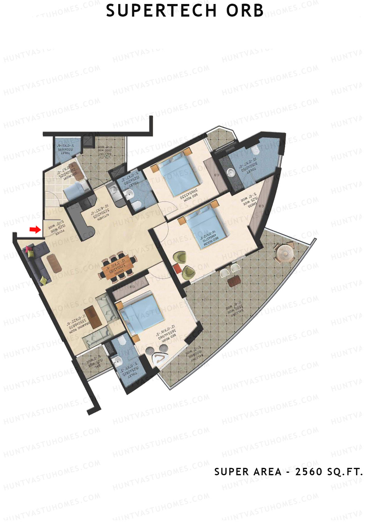 Supertech Orb Tower O Unit 4 Floor Plan
