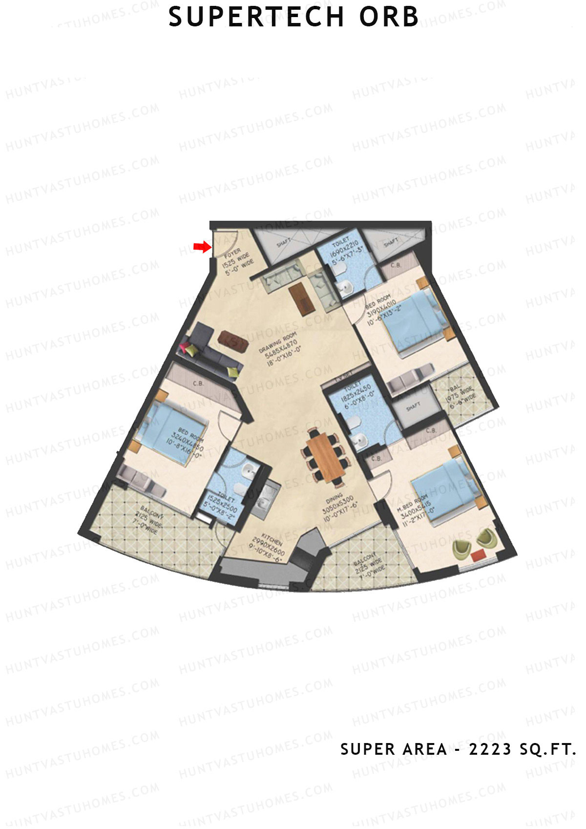 Supertech Orb Tower O Unit 5 Floor Plan