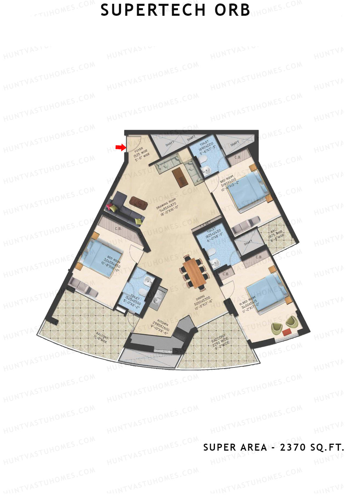 Supertech Orb Tower O Unit 5 Floor Plan