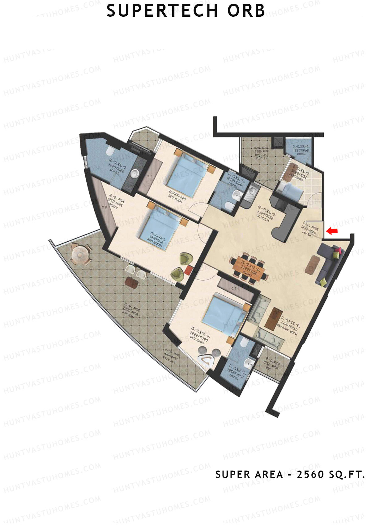 Supertech Orb Tower O Unit 6 Floor Plan