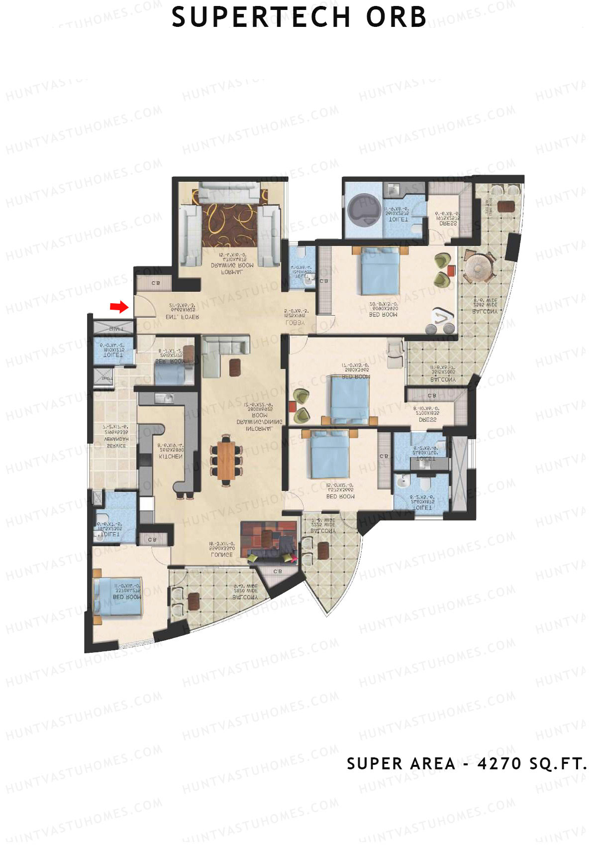 Supertech Orb Tower R Unit 3 Floor Plan