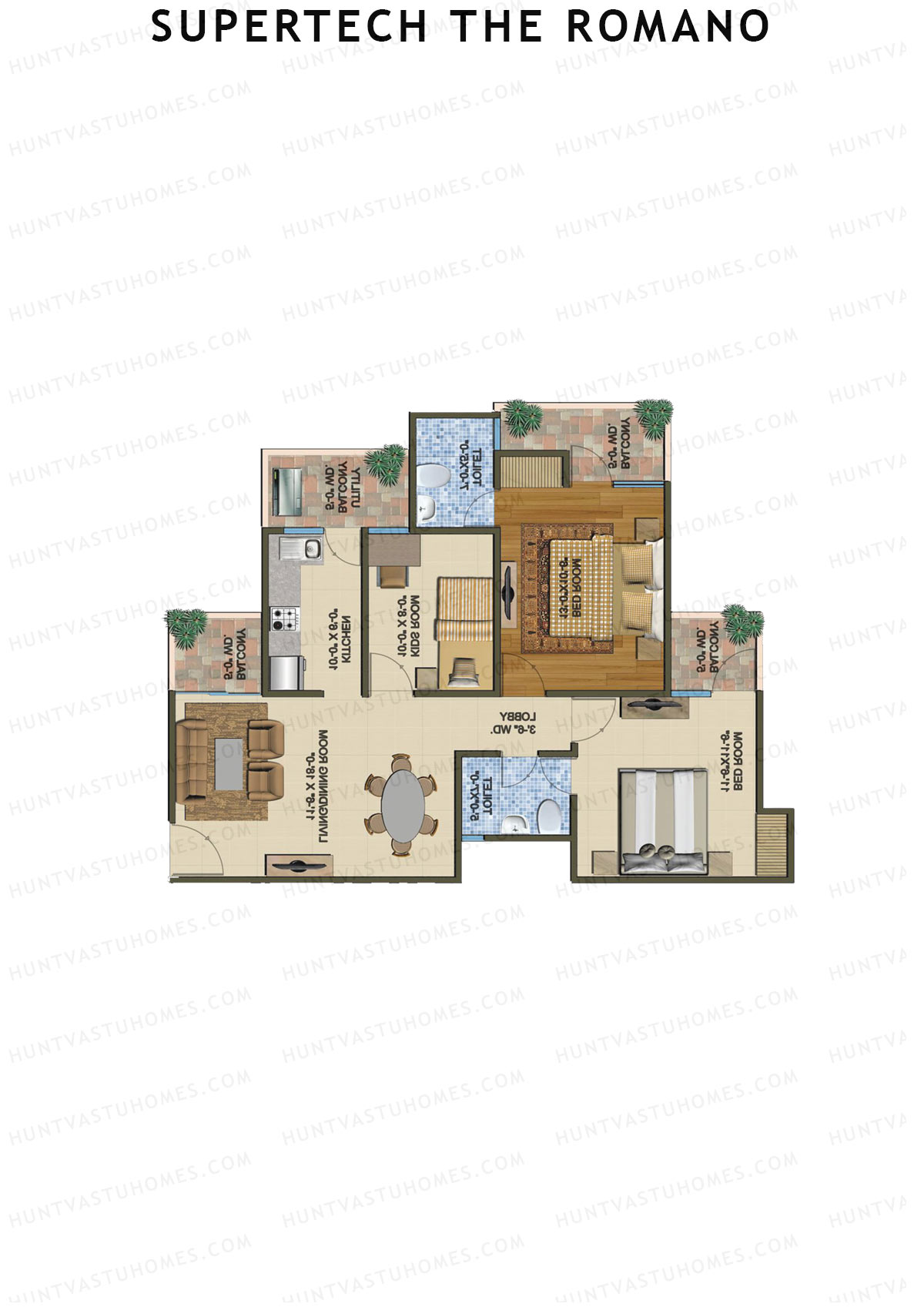 Supertech The Romano Tower B2 Unit 1 Floor Plan