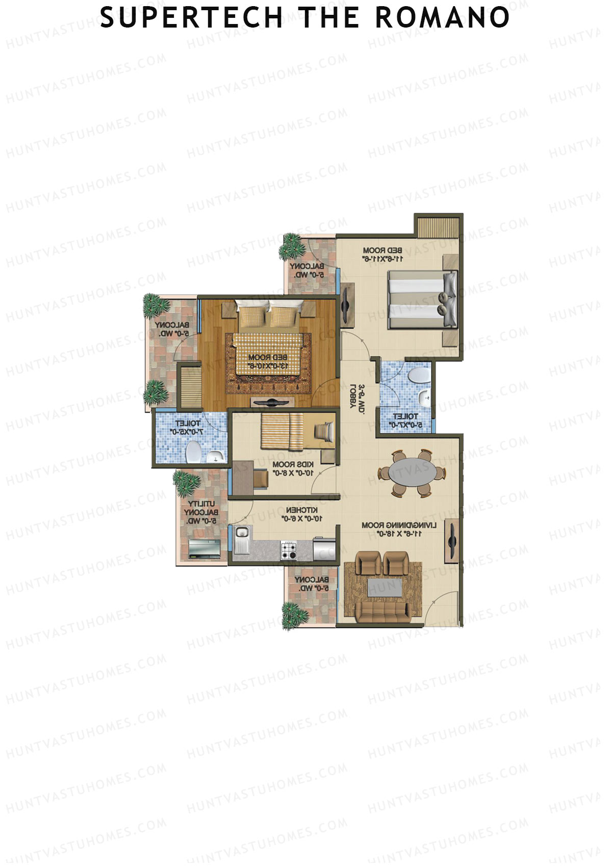 Supertech The Romano Tower B3 Unit 5 Floor Plan