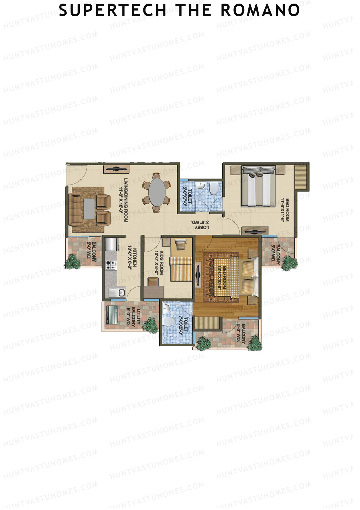 Supertech The Romano Tower B4 Unit 1 Floor Plan