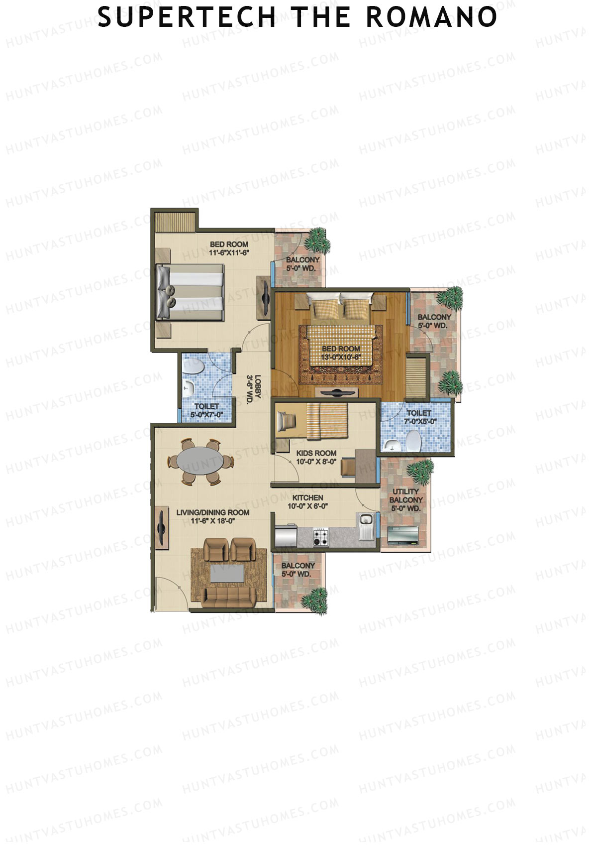 Supertech The Romano Tower B4 Unit 3 Floor Plan