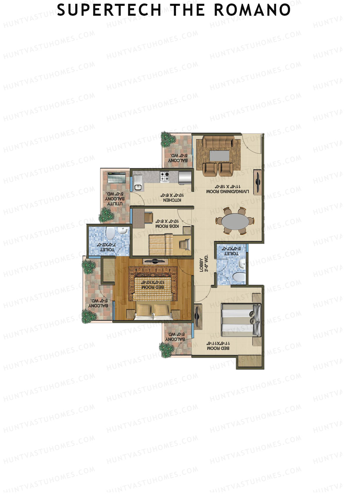 Supertech The Romano Tower B7 Unit 2 Floor Plan