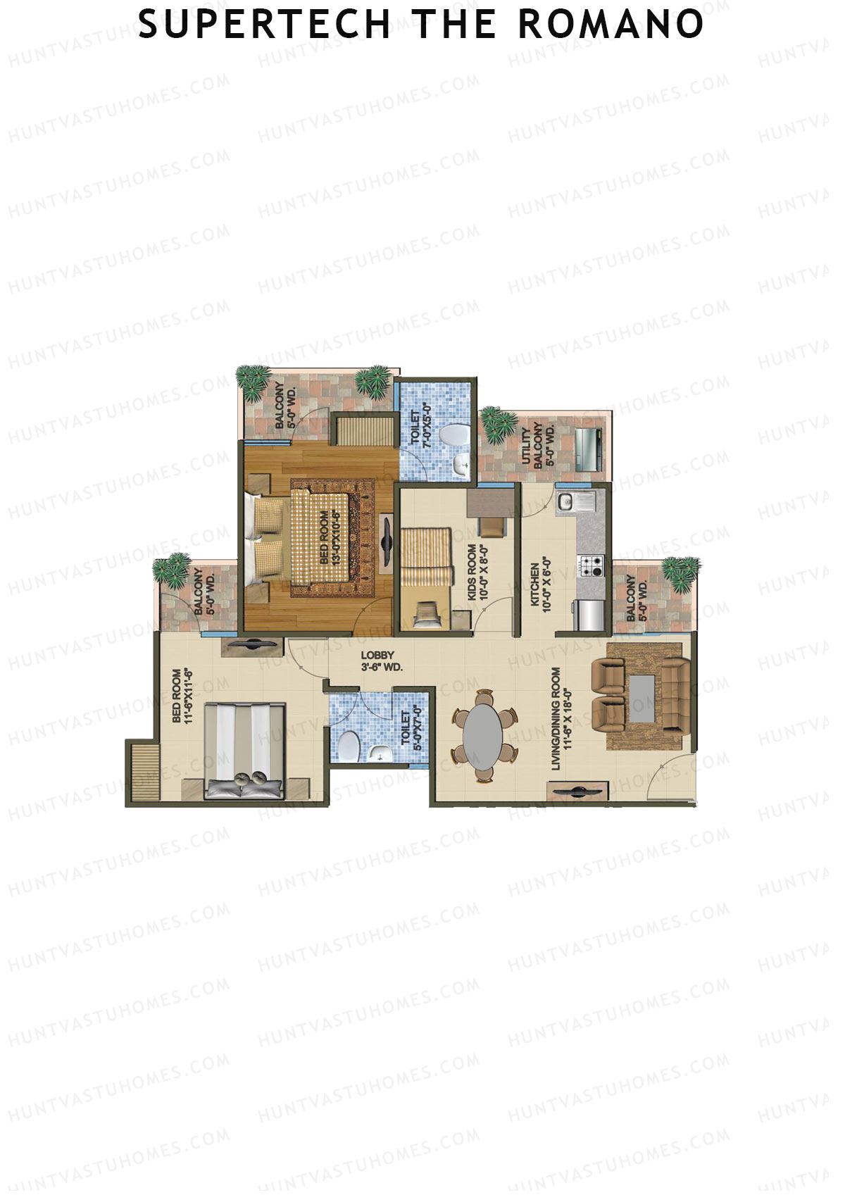 Supertech The Romano Tower B7 Unit 4 Floor Plan