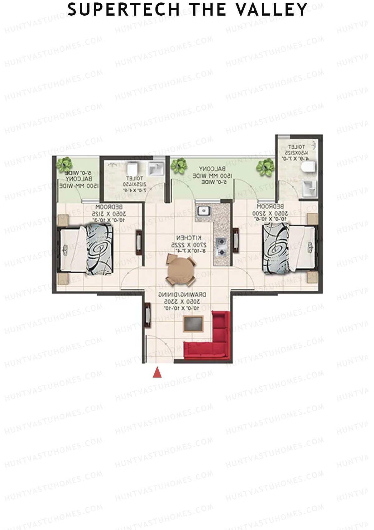 Supertech The Valley Tower B Unit 2 (Type 3) Floor Plan