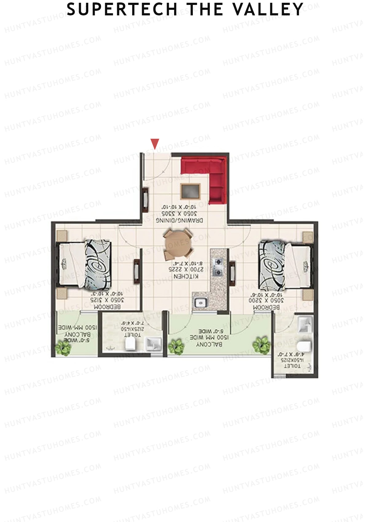 Supertech The Valley Tower B Unit 5 (Type 3) Floor Plan