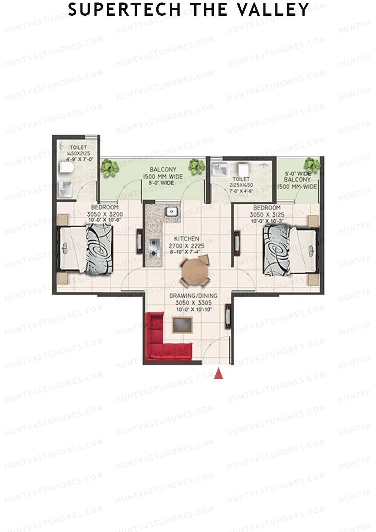 Supertech The Valley Tower C Unit 2 (Type 3) Floor Plan