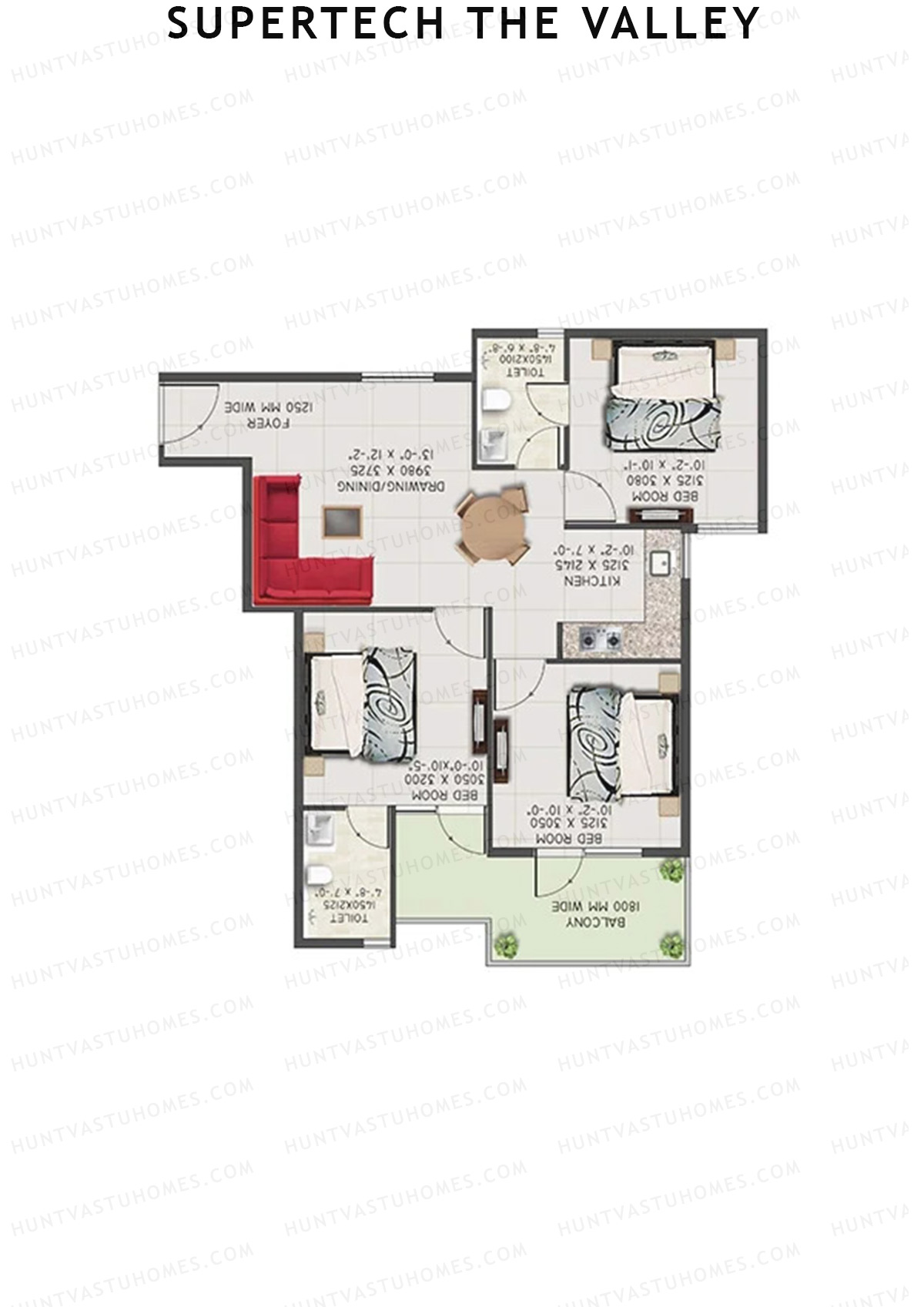 Supertech The Valley Tower C Unit 4 (Type 1) Floor Plan