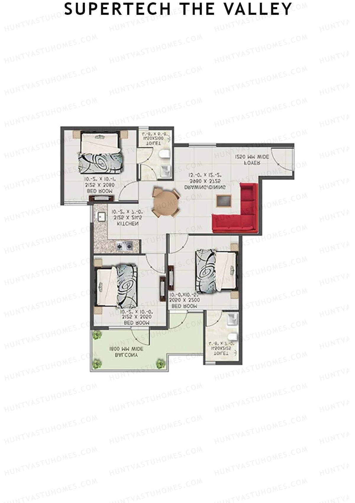 Supertech The Valley Tower C Unit 6 (Type 1) Floor Plan