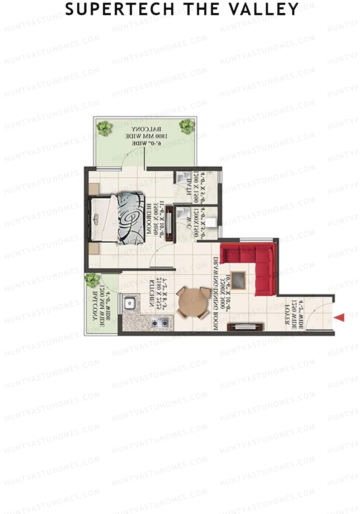Supertech The Valley Tower E Unit 1 (Type 2) Floor Plan
