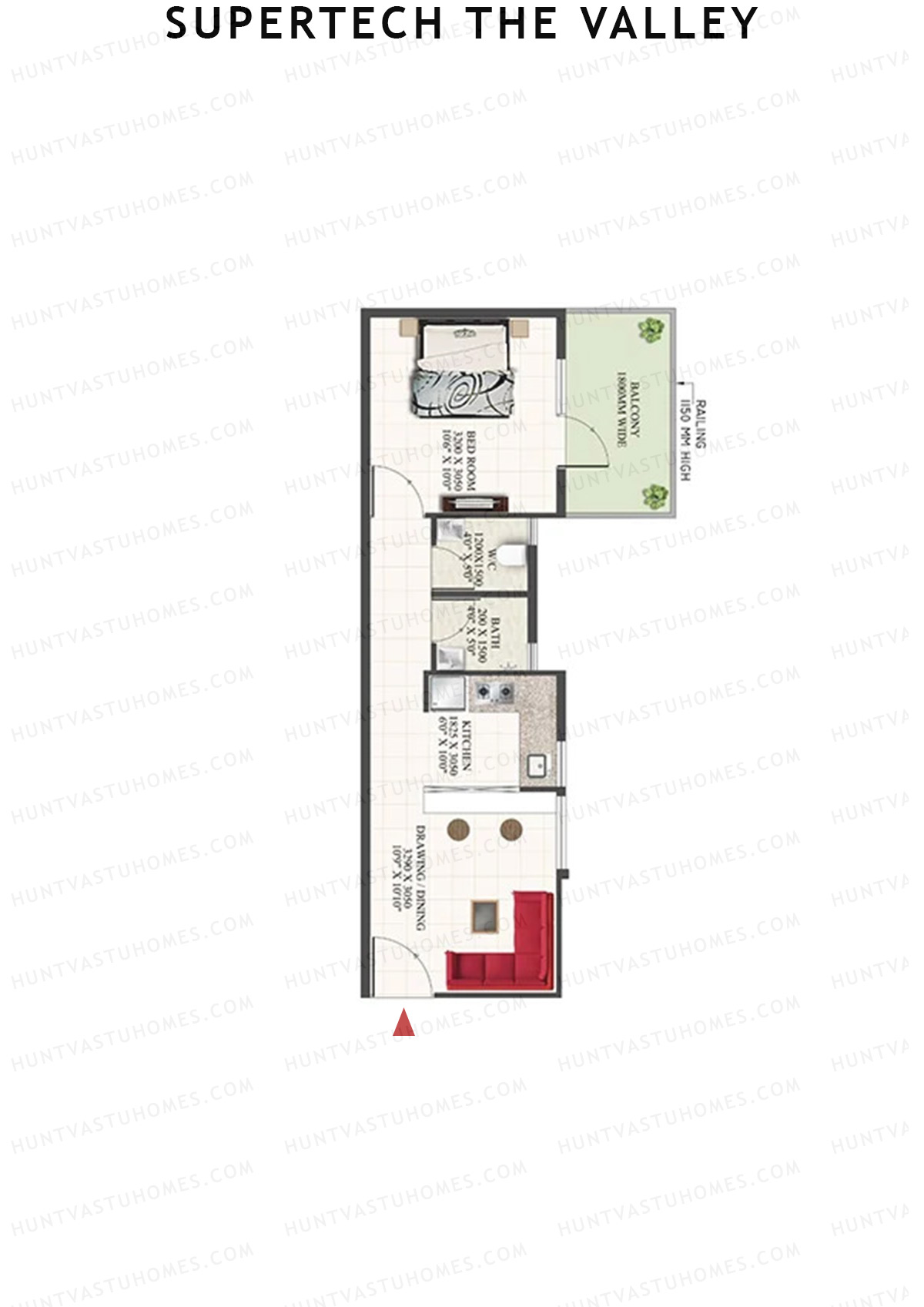 Supertech The Valley Tower E Unit 3 (Type 1) Floor Plan