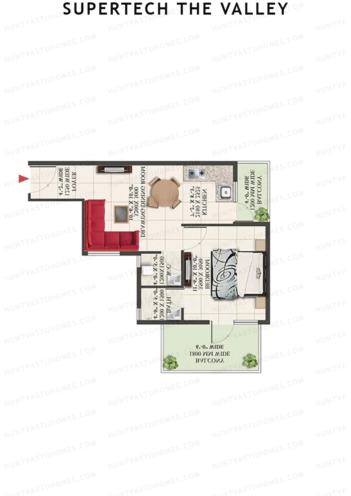 Supertech The Valley Tower E Unit 5 (Type 2) Floor Plan