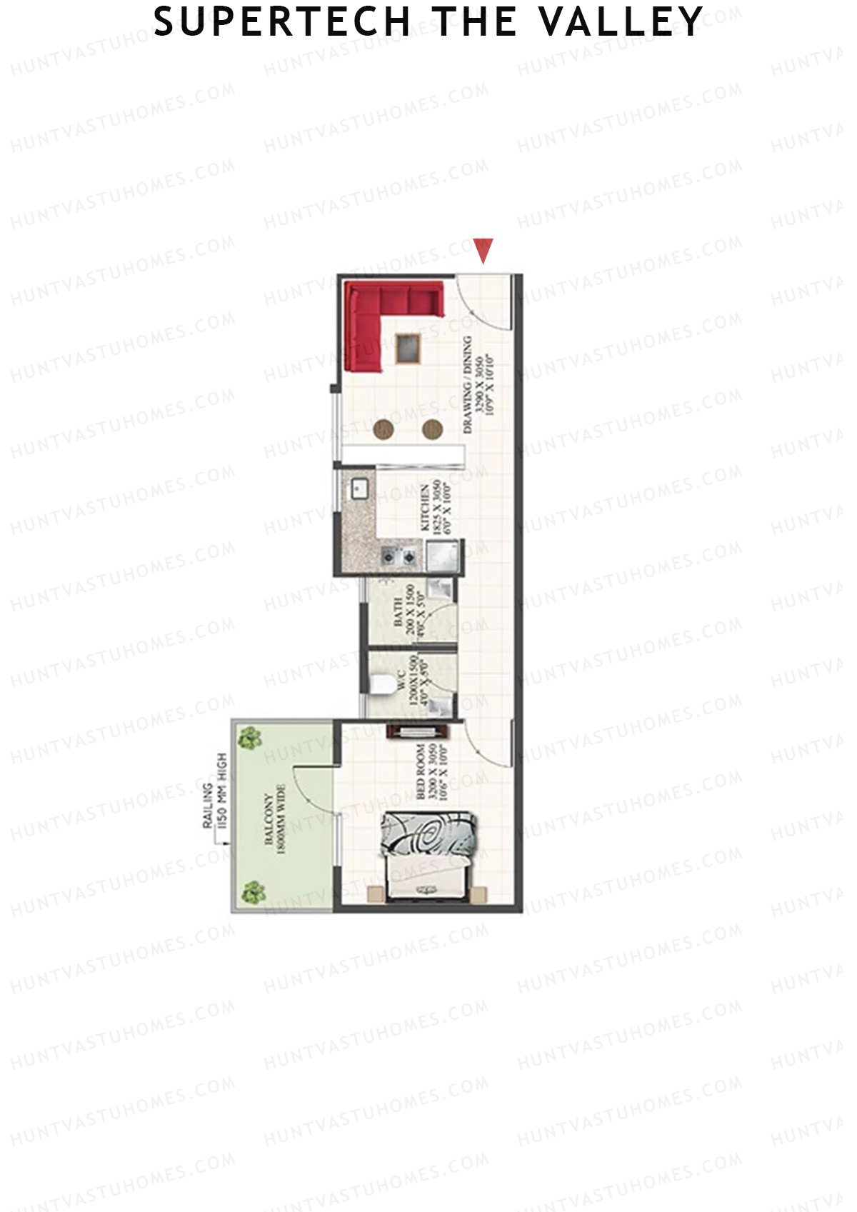 Supertech The Valley Tower E Unit 7 (Type 1) Floor Plan