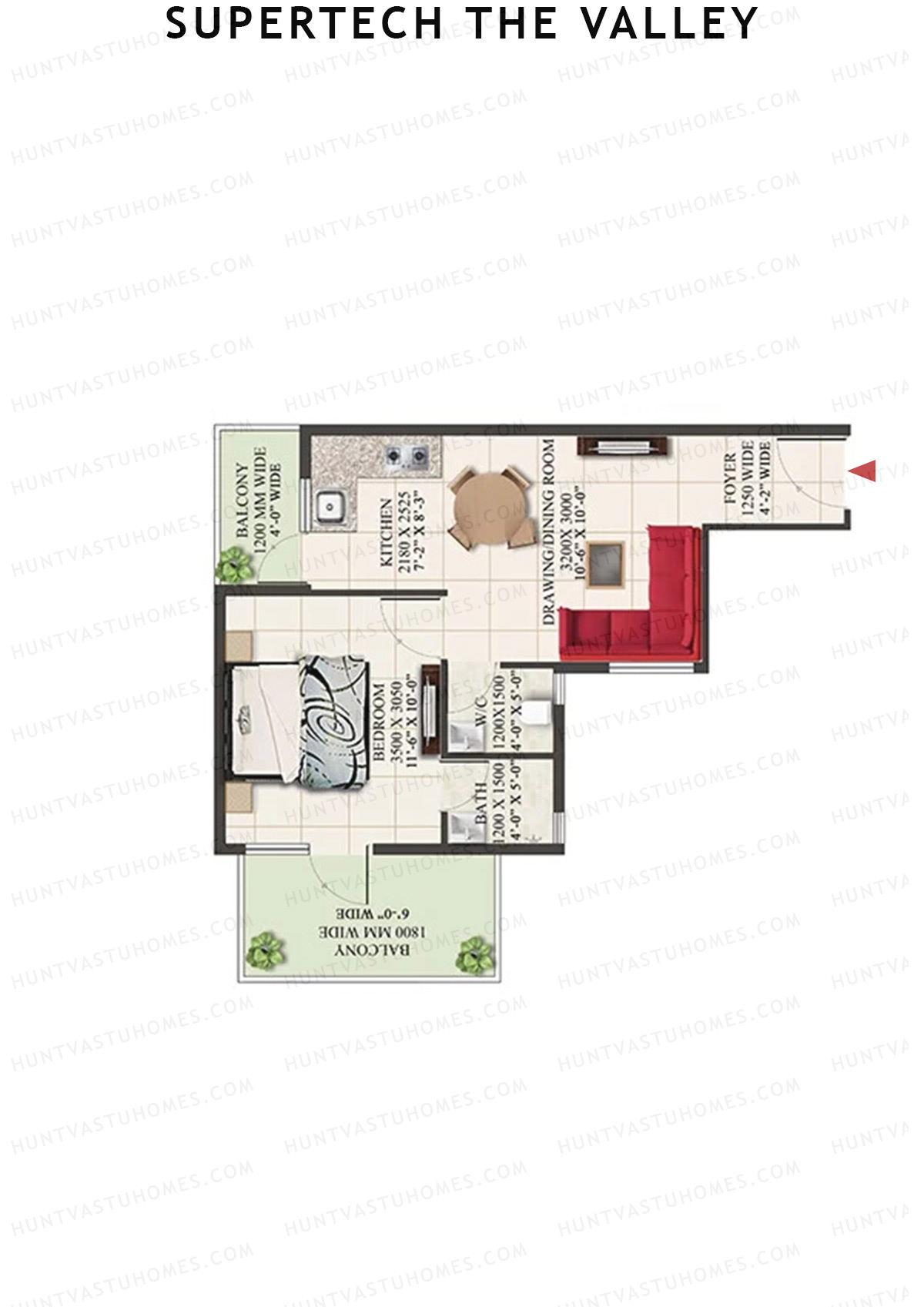 Supertech The Valley Tower E Unit 8 (Type 2) Floor Plan