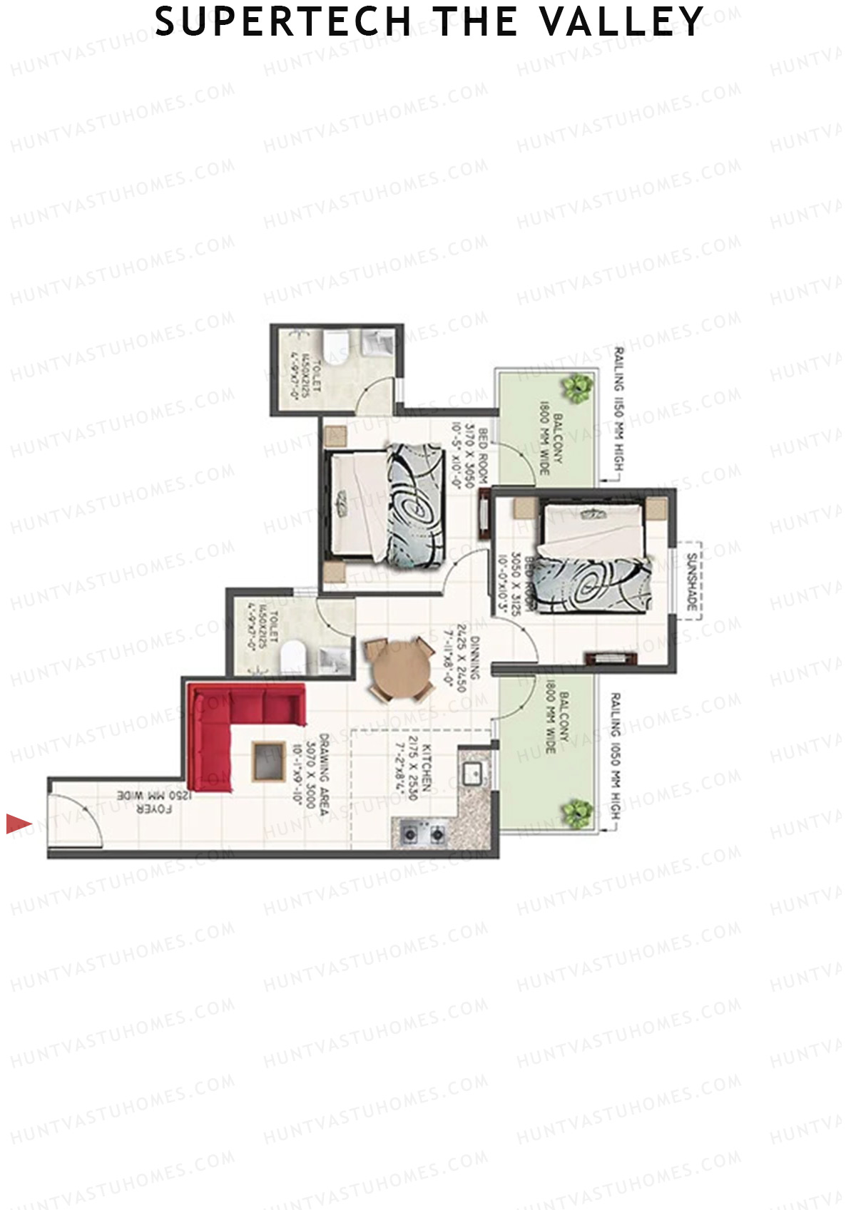 Supertech The Valley Tower H Unit 2 (Type 2) Floor Plan